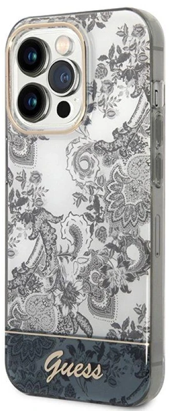 Guess GUHCP14XHGPLHG Apple iPhone 14 Pro Max 6,7″ pilkas kietas dėklas Porcelain Collection