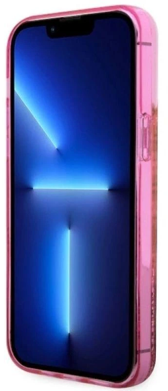 Guess GUHCP14XLC4PSGP Apple iPhone 14 Pro Max 6.7″ rožinės spalvos kietas dėklas Liquid Glitter 4G Transculent