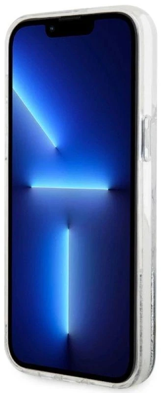 Guess GUHCP14XLCSGSGH Apple iPhone 14 Pro Max 6.7″ baltos spalvos kietas dėklas Liquid Glitter Marble