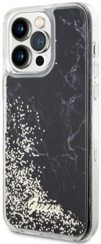 Guess GUHCP14XLCSGSGK Apple iPhone 14 Pro Max 6.7″ juodos spalvos kietas dėklas Liquid Glitter Marble