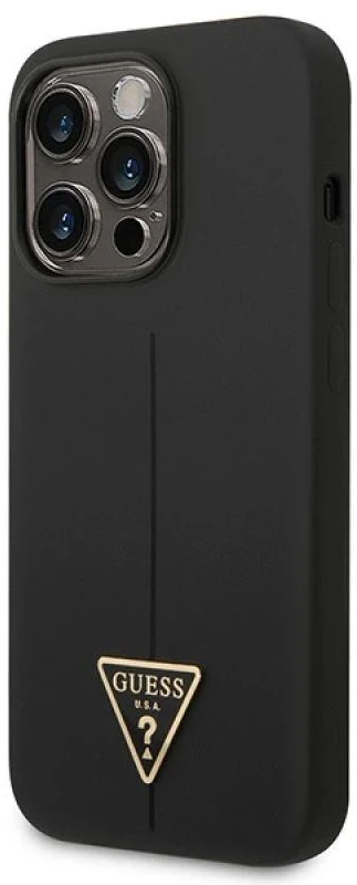 Dėklas Guess GUHCP14XSLTGK iPhone 14 Pro Max 6,7" juoda/juodas hardcase Silicone Triangle