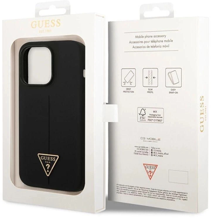 Dėklas Guess GUHCP14XSLTGK iPhone 14 Pro Max 6,7" juoda/juodas hardcase Silicone Triangle