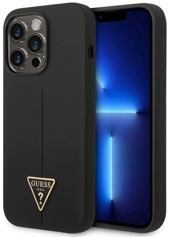 Dėklas Guess GUHCP14XSLTGK iPhone 14 Pro Max 6,7" juoda/juodas hardcase Silicone Triangle