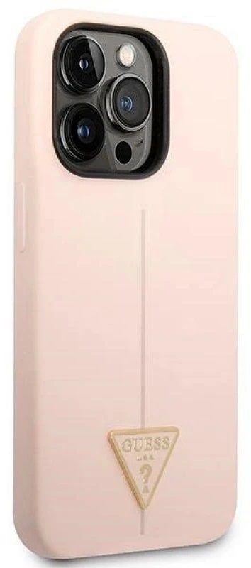 Guess GUHCP14XSLTGP Apple iPhone 14 Pro Max 6,7″ rožinės spalvos kietas dėklas Silicone Triangle