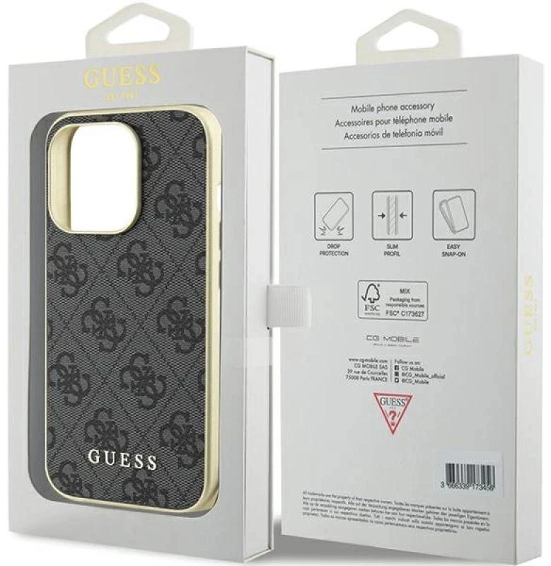 Dėklas Guess GUHCP15LGF4GGR iPhone 15 Pro 6.1" pilka/pilkas hardcase 4G Charms Collection