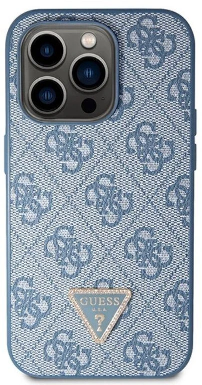 Guess GUHCP15LP4TDSCPB Apple iPhone 15 Pro 6.1″ mėlynas kietas dėklas Crossbody 4G Metal Logo