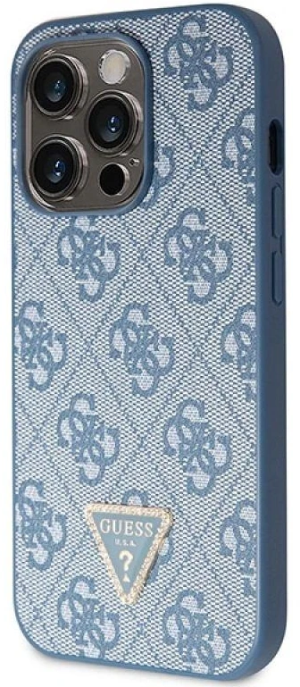Guess GUHCP15LP4TDSCPB Apple iPhone 15 Pro 6.1″ mėlynas kietas dėklas Crossbody 4G Metal Logo