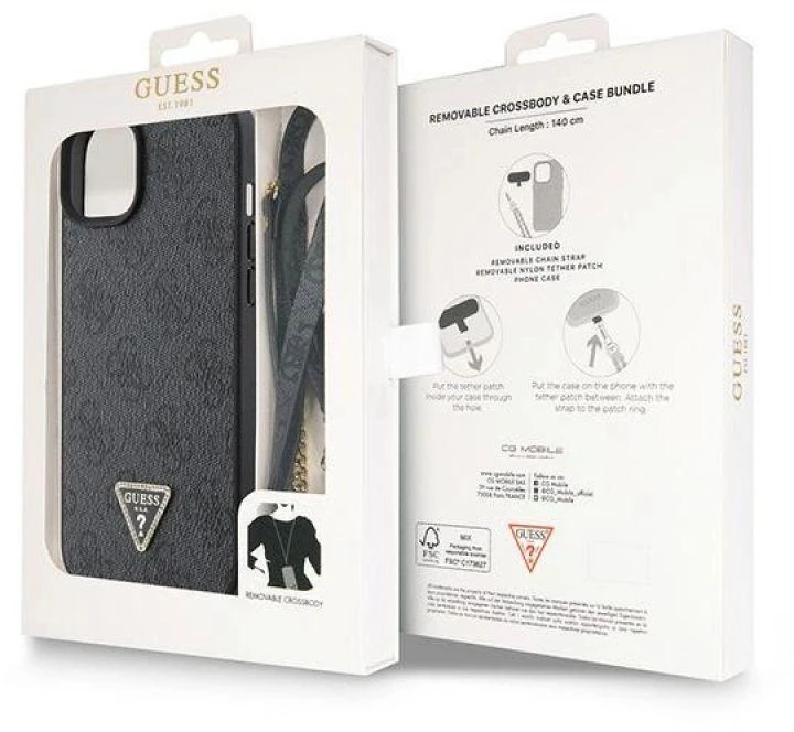 Dėklas GUESS GUHCP15MMP4TDSCPK IPHONE 15 PLUS / 14 PLUS 6.7 "Juodas / Juodas HARDCASE CROSSBODY 4G METAL LOGO