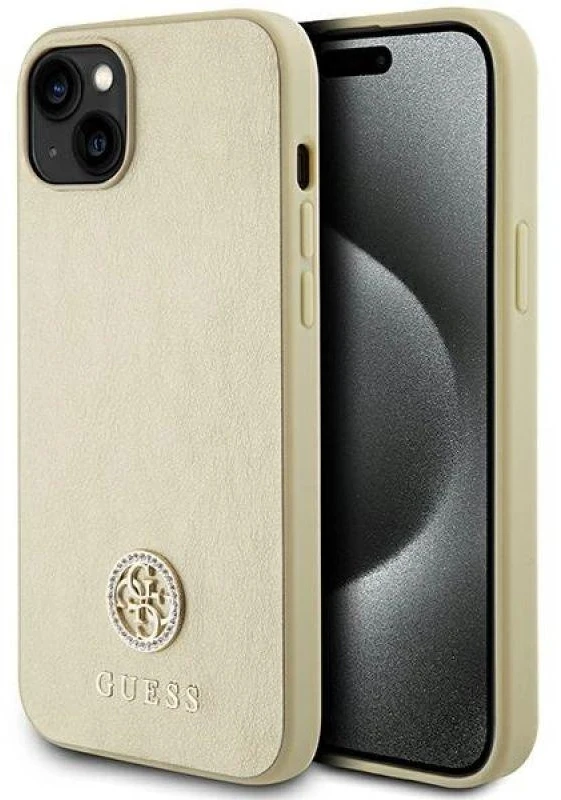 Guess dėklas, skirtas iPhone 15 Plus 6.7GUHCP15MPS4DGPD auksinis kietas dėklas , skirtas Strass Metal Logo