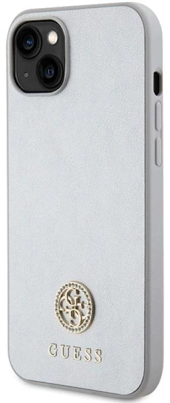 Guess dėklas, skirtas iPhone 15 Plus 6,7 GUHCP15MPS4DGPS sidabrinis HC PU 4G Metal Logo Strass