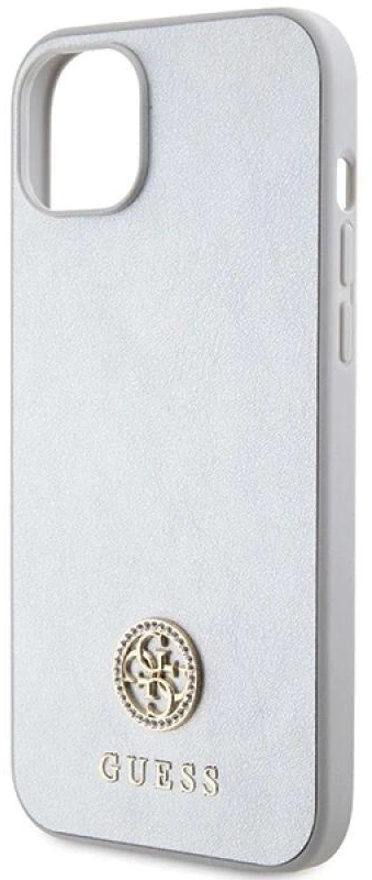 Guess dėklas, skirtas iPhone 15 Plus 6,7 GUHCP15MPS4DGPS sidabrinis HC PU 4G Metal Logo Strass