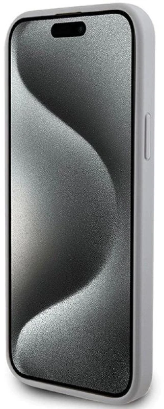 Guess dėklas, skirtas iPhone 15 Plus 6,7 GUHCP15MPS4DGPS sidabrinis HC PU 4G Metal Logo Strass