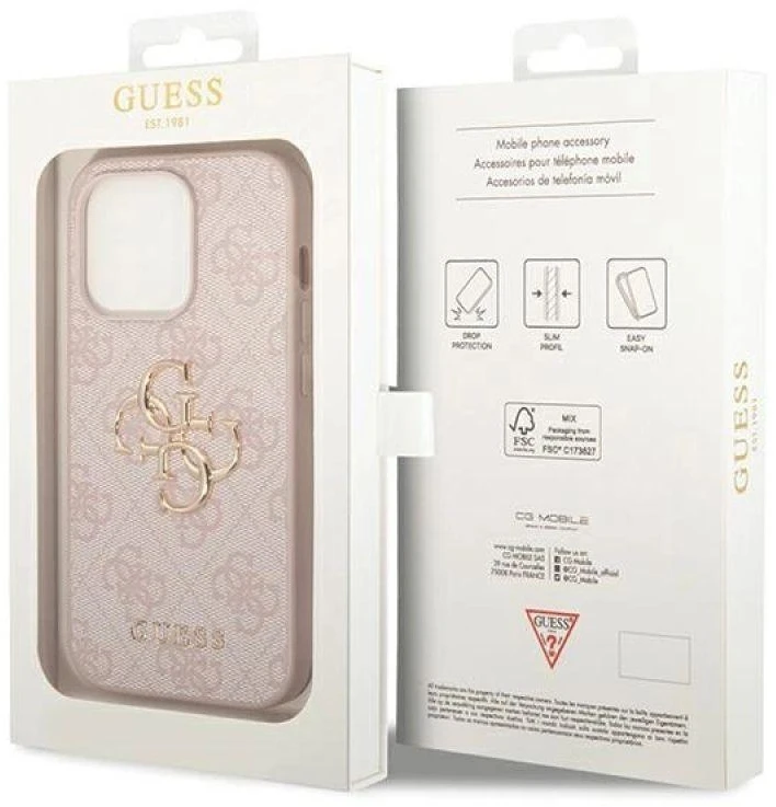 Dėklas GUESS GUHCP15X4GPIPI IPHONE 15 PRO MAX 6.7 "Rožinis/Rožinis HARDCASE 4G BIG METAL LOGO