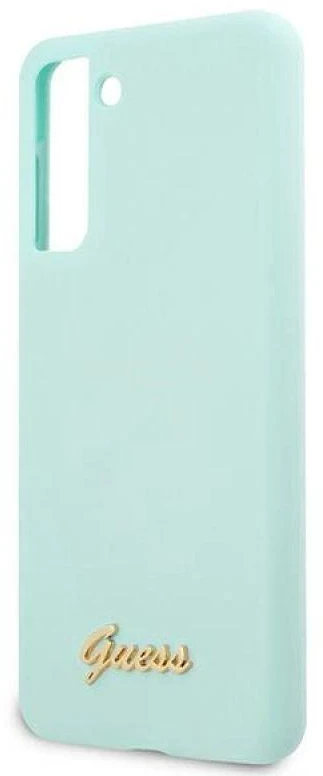 Guess GUHCS21MLSLMGLB S21+ G996 mėlynas kietas dėklas Silicone Script Metal Logo