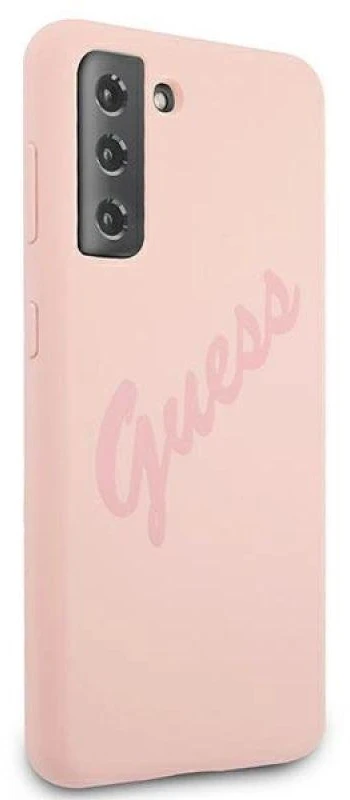 Guess GUHCS21MLSVSPI S21+ G996 rožinės spalvos kietas dėklas Script Vintage