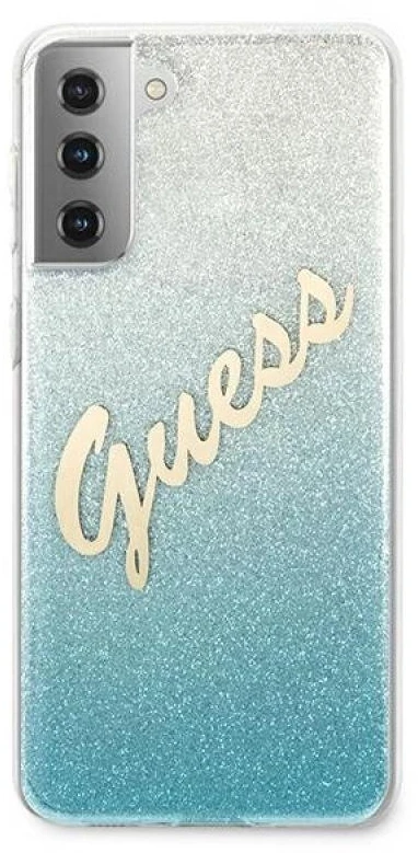 Dėklas GUESS HARD CASE GLITTER GRADIENT SCRIPT SAMSUNG GALAXY S21 PLUS Mėlynas