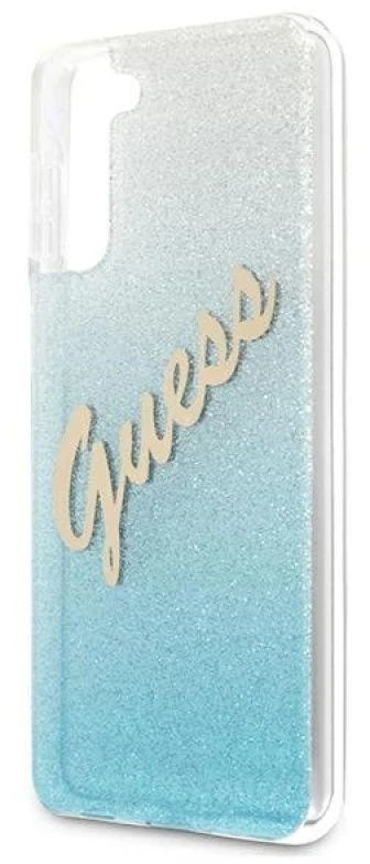 Dėklas GUESS HARD CASE GLITTER GRADIENT SCRIPT SAMSUNG GALAXY S21 PLUS Mėlynas