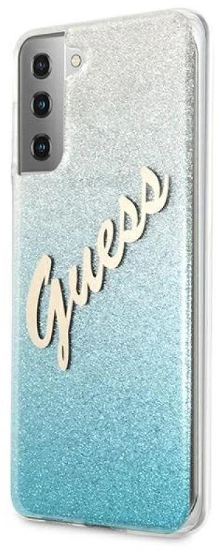 Dėklas GUESS HARD CASE GLITTER GRADIENT SCRIPT SAMSUNG GALAXY S21 PLUS Mėlynas