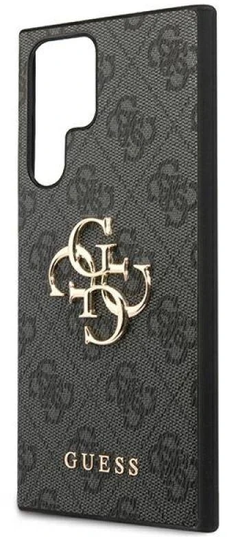 Guess GUHCS22L4GMGGR S908 S22 Ultra pilkas kietas dėklas 4G Big Metal Logo