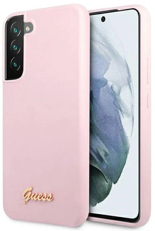 Guess GUHCS22MLSLMGLA S22+ S906 lavender kietas dėklas Silicone Script Metal Logo