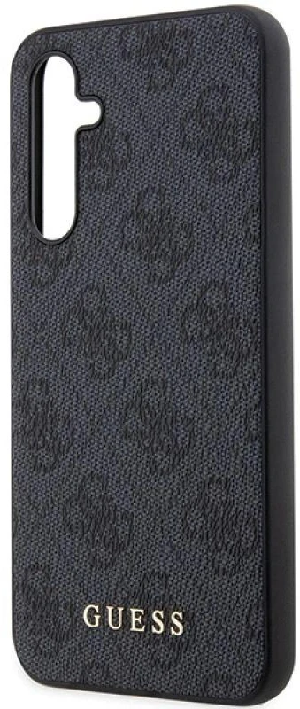 Guess GUHCS23FEG4GFGR S23 FE S711 pilkas kietas dėklas 4G Metal Gold Logo