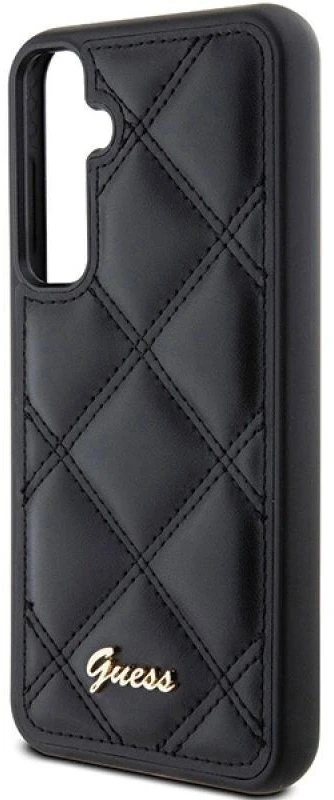 Guess GUHCS23FEPSQSQSK S23 FE S711 juodos spalvos kietas dėklas Quilted Metal Logo