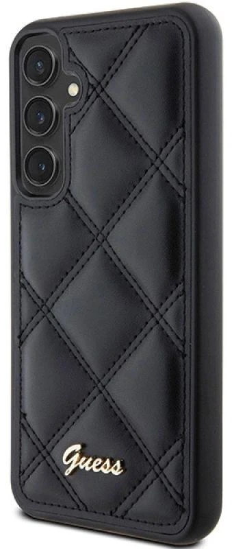 Guess GUHCS23FEPSQSQSK S23 FE S711 juodos spalvos kietas dėklas Quilted Metal Logo