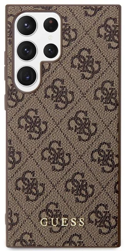 Guess GUHCS23LG4GFBR S23 Ultra S918 rudos spalvos kietas dėklas 4G Metal Gold Logo