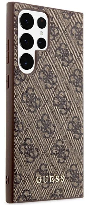 Guess GUHCS23LG4GFBR S23 Ultra S918 rudos spalvos kietas dėklas 4G Metal Gold Logo