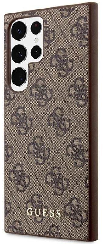 Guess GUHCS23LG4GFBR S23 Ultra S918 rudos spalvos kietas dėklas 4G Metal Gold Logo