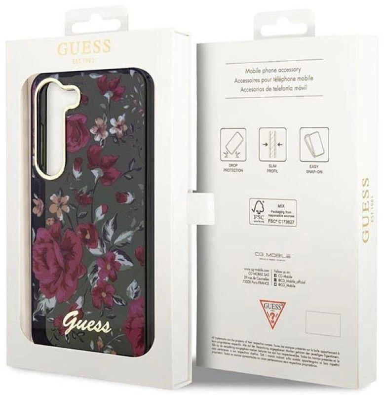 Guess dėklas, skirtas Samsung Galaxy S23 Plus GUHCS23MHCFWSA chaki spalvos HC IML Flower