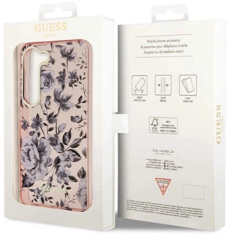 Guess dėklas, skirtas Samsung Galaxy S23 Plus GUHCS23MHCFWSP rožinės spalvos HC IML Flower
