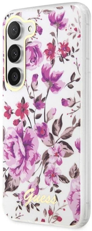 Guess GUHCS23MHCFWST S23+ S916 baltos spalvos kietas dėklas Flower Collection