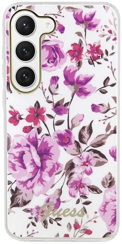 Guess GUHCS23MHCFWST S23+ S916 baltos spalvos kietas dėklas Flower Collection
