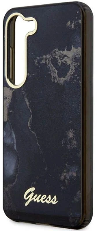 Guess GUHCS23SHTMRSK S23 S911 juodos spalvos kietas dėklas Golden Marble Collection