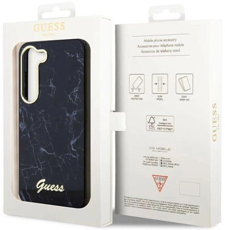 Guess GUHCS23SPCUMAK S23 S911 juodos spalvos kietas dėklas Marble