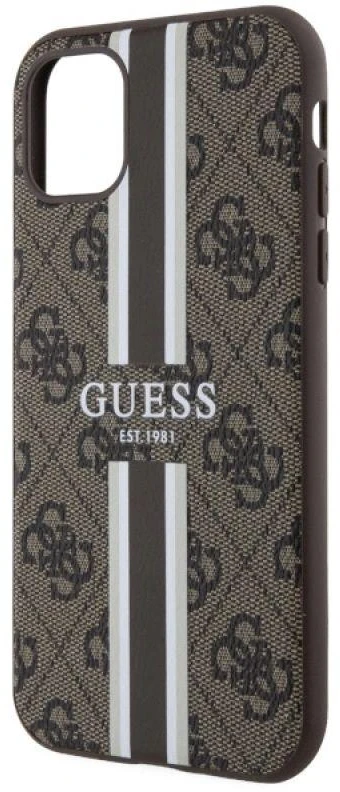Guess GUHMN61P4RPSW Apple iPhone 11 / Xr rudos spalvos kietas dėklas 4G Printed Stripes MagSafe
