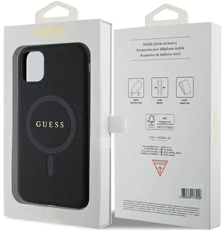 Dėklas GUESS GUHMN61PSAHMCK IPHONE 11 / XR 6.1 "Juodas / Juodas HARDCASE SAFFIANO MAGSAFE