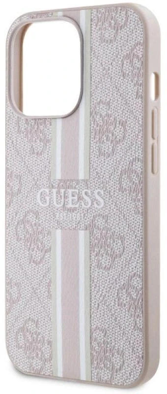 Guess GUHMP13LP4RPSP Apple iPhone 13 Pro / 13 6,1″ rožinės spalvos kietas dėklas 4G Printed Stripes MagSafe