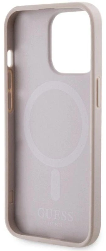 Guess GUHMP13LP4RPSP Apple iPhone 13 Pro / 13 6,1″ rožinės spalvos kietas dėklas 4G Printed Stripes MagSafe