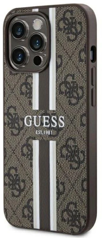 Guess GUHMP13LP4RPSW Apple iPhone 13 Pro / 13 6.1″ rudos spalvos kietas dėklas 4G Printed Stripes MagSafe