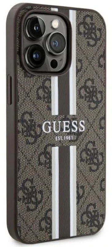 Guess GUHMP13LP4RPSW Apple iPhone 13 Pro / 13 6.1″ rudos spalvos kietas dėklas 4G Printed Stripes MagSafe