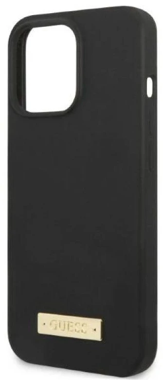 Guess GUHMP13LSPLK Apple iPhone 13 Pro / 13 6,1″ juodos spalvos kietas dėklas Silicone Logo Plate MagSafe
