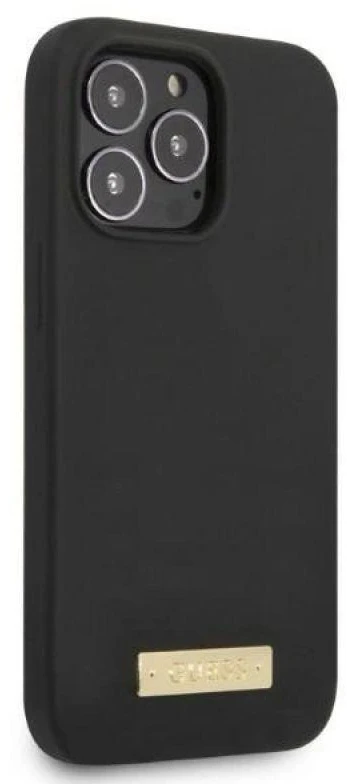 Guess GUHMP13LSPLK Apple iPhone 13 Pro / 13 6,1″ juodos spalvos kietas dėklas Silicone Logo Plate MagSafe
