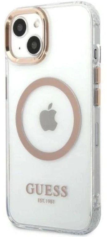 Guess GUHMP13MHTRMD Apple iPhone 13 / 14 / 15 6.1″ auksinis kietas dėklas Metal Outline Magsafe