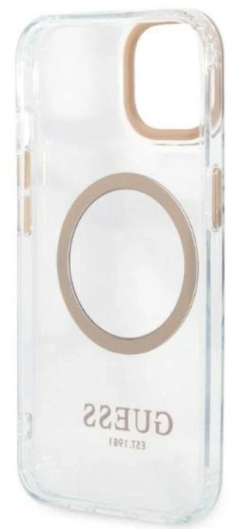 Guess GUHMP13MHTRMD Apple iPhone 13 / 14 / 15 6.1″ auksinis kietas dėklas Metal Outline Magsafe