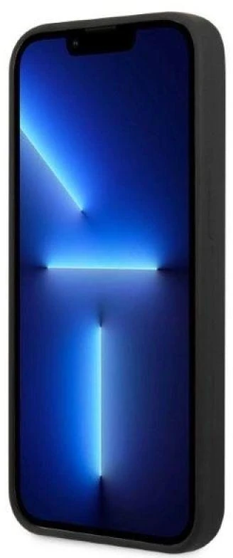Guess GUHMP13MSPLK Apple iPhone 13 / 14 / 15 6.1″juodos spalvos kietas dėklas Silicone Logo Plate MagSafe