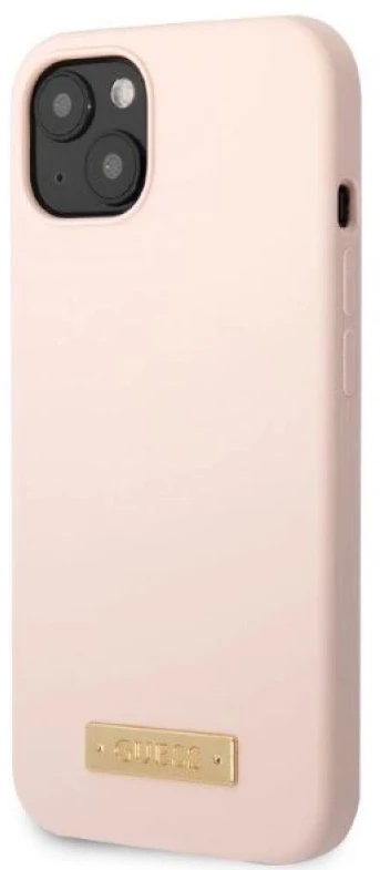 Guess GUHMP13SSBPLP Apple iPhone 13 mini 5,4″ rožinės spalvos kietas dėklas Silicone Logo Plate MagSafe