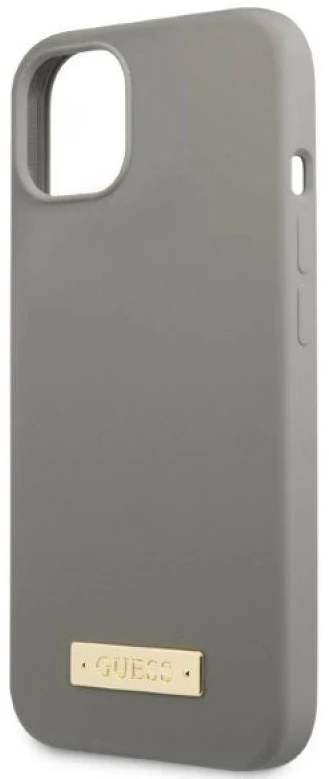 Guess GUHMP13SSPLG Apple iPhone 13 mini 5,4″ pilkas kietas dėklas Silicone Logo Plate MagSafe