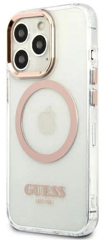 Guess GUHMP13XHTRMD Apple iPhone 13 Pro Max 6,7″ auksinis kietas dėklas Metal Outline Magsafe
